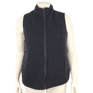 Women's Kim Rogers Black Quilted Puffy Zip Up Vest XL Winter Warm Textured